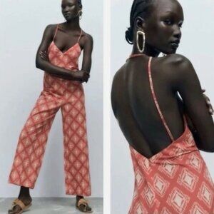 NWT Zara Ikat Jami Jumpsuit, 100% Cotton, size Large